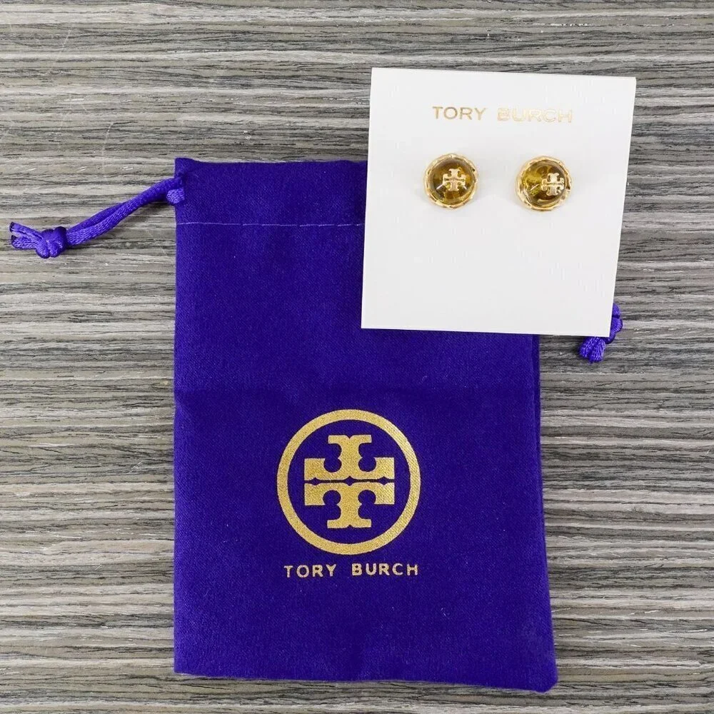 Tory Burch Roxanne Circle Stud Earrings Rolled Brass/Gold OS - Picture 10 of 12